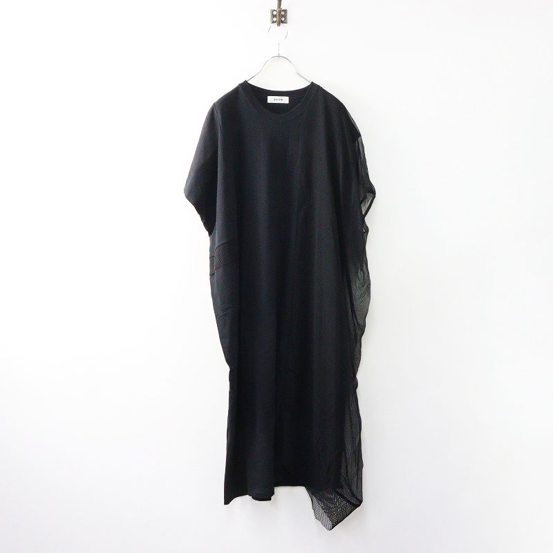2025AW ズッカ ZUCCa メッシュドッキングジャージィー M｜ブラック トップス チュール プルオーバー ワンピース 2400014607697