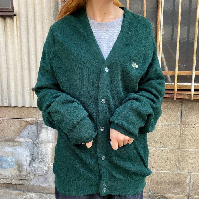 ヴィンテージ LACOSTE ラコステ アクリル ニットカーディガン メンズM相当