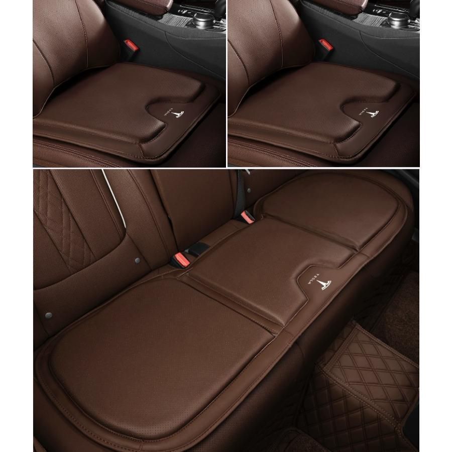 ◆テスラ TESLA◆モカブラウン◆シートクッション カーシートカバー 座布団2点 車の後席1点 座席クッション 車用シート保護 滑り止め ナッパレザー 672