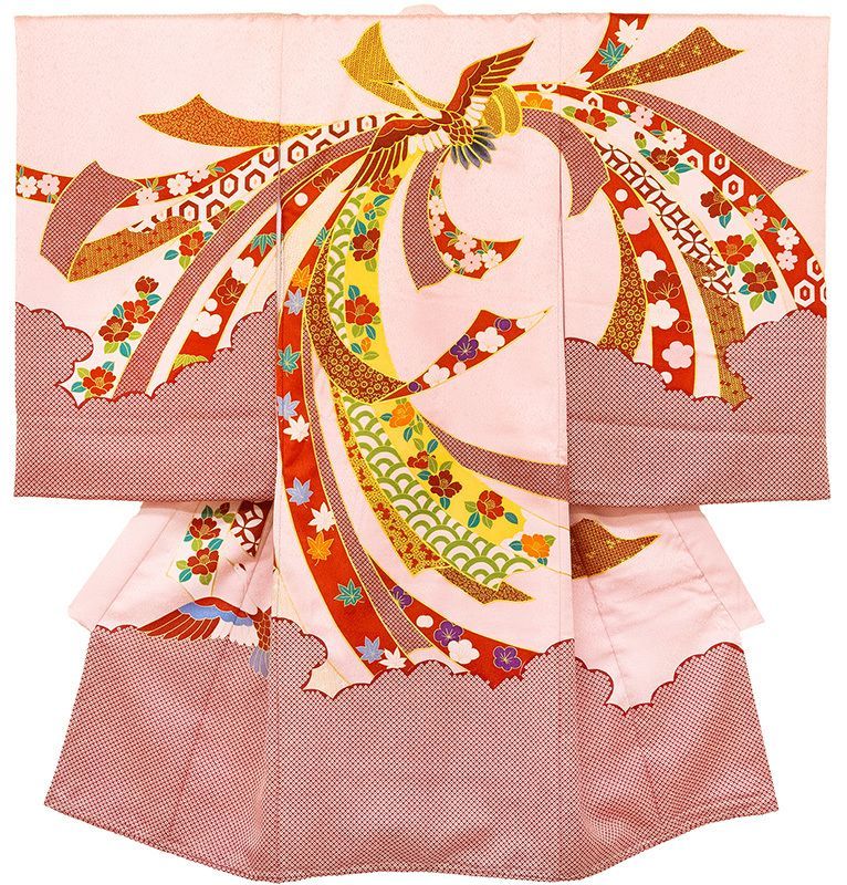 新品正絹産着（お祝着）最高級京友禅伝統多色染、豪華刺繍入り古典四季花鈴毬古典文 正絹産着（お祝着） 最高級京友禅伝統多色染、豪華刺繍入り