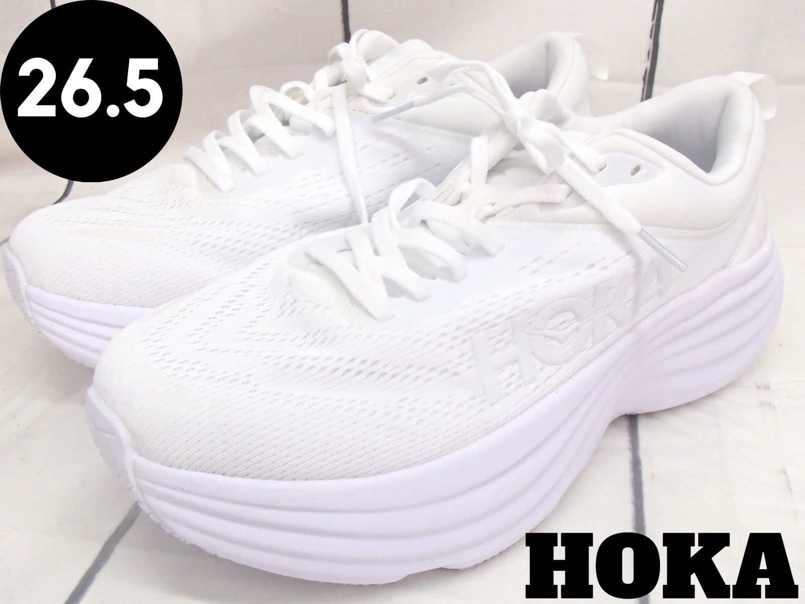 HOKA ONE ONE BONDI 8 メンズ 26.5 ホワイト ランニング Hoka One One Men's Bondi 8 White/Black | Laurie's Shoes