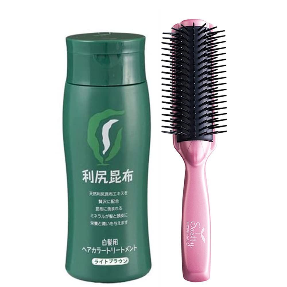 特価セール利尻昆布ヘアカラートリートメントライトブラウン 200g×1本 ＋ミネラルイオンブラシ