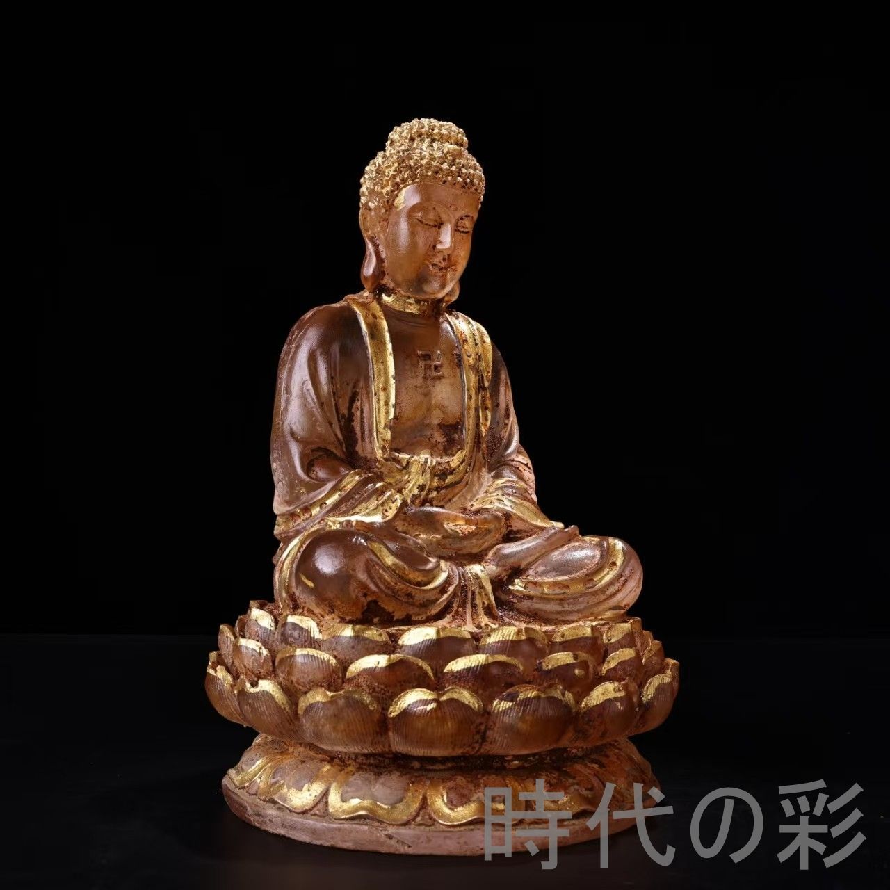 中国古美術 旧蔵 清代 水晶 金メッキ 釈迦牟尼佛像 古玩 細工 古賞物 置物 時代物 収集 古美味 旧家蔵出 R07100336 WWW_IBETON_RU