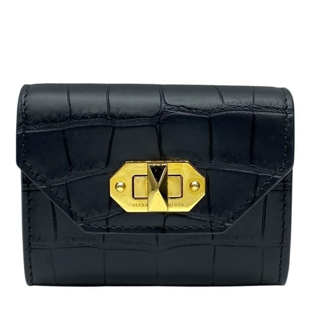 Alexander McQueen アレキサンダー マックイーン 名刺入れ カードケース 小銭入れ コンパクトウォレット ミニ財布 レザー ブラック