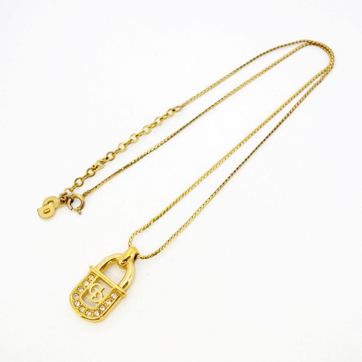 Dior ラインストーン CDロゴ南京錠 カデナロック鍵ネックレス ☆SALE【5jgb0783】クリスチャンディオール ネックレス CDロゴ