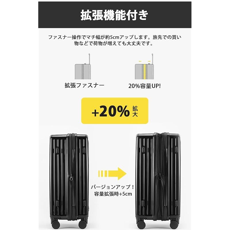 DIKA] キャリーケース スーツケース フロントオープン 拡張機能