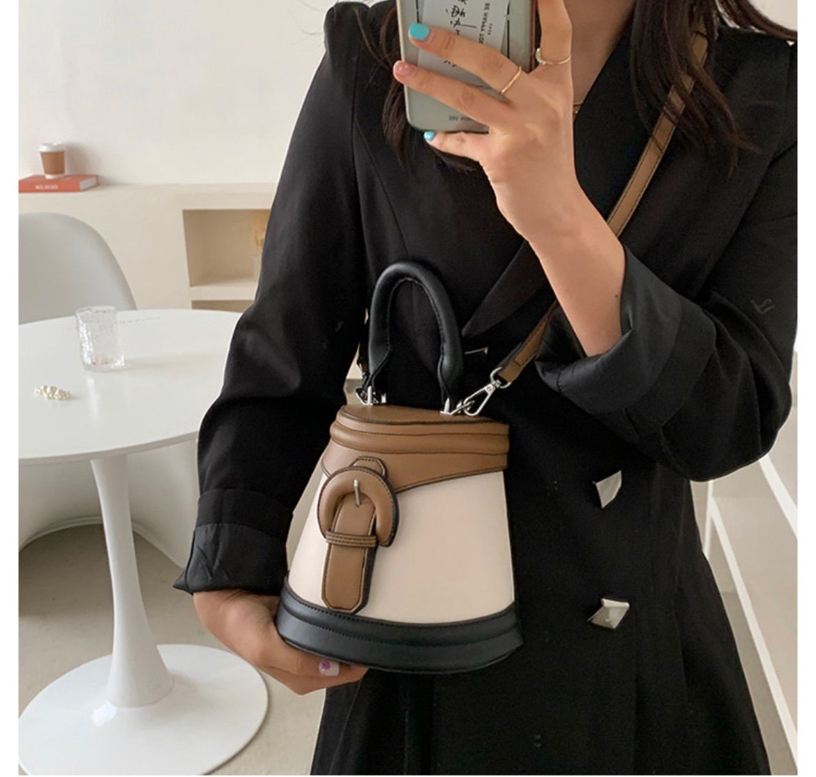 ☆ドイツ発*ZARA*新作*本革スエード2WAYミニバッグ/LB☆ ステッチミニスクエアバッグ - ブラック | ZARA Japan / 日本