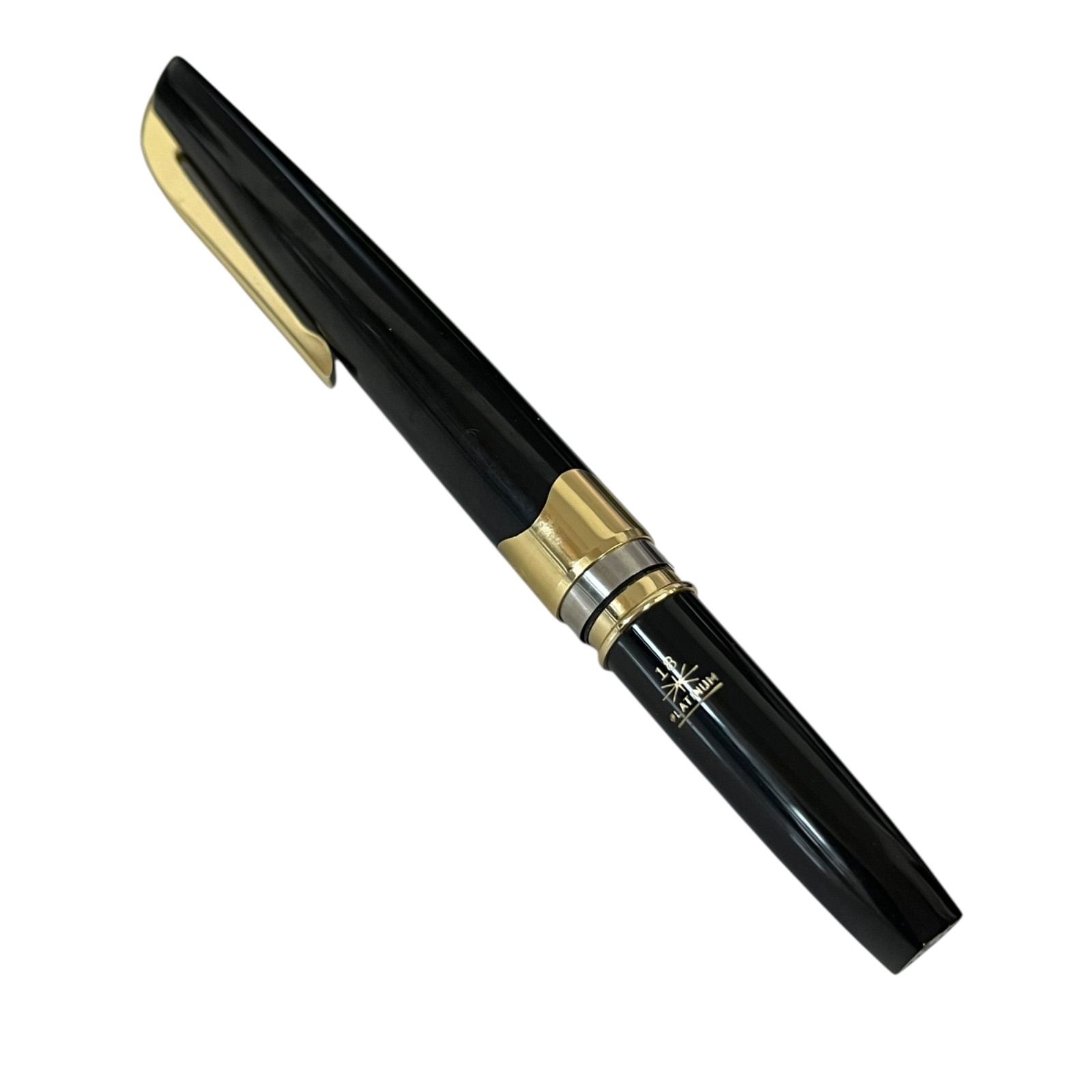 ジャンク★詳細不明★極太軸　万年筆　本体のみ 管31349】ジャンク品☆プラチナ 万年筆 18K刻印 ペン先欠品 本体のみ