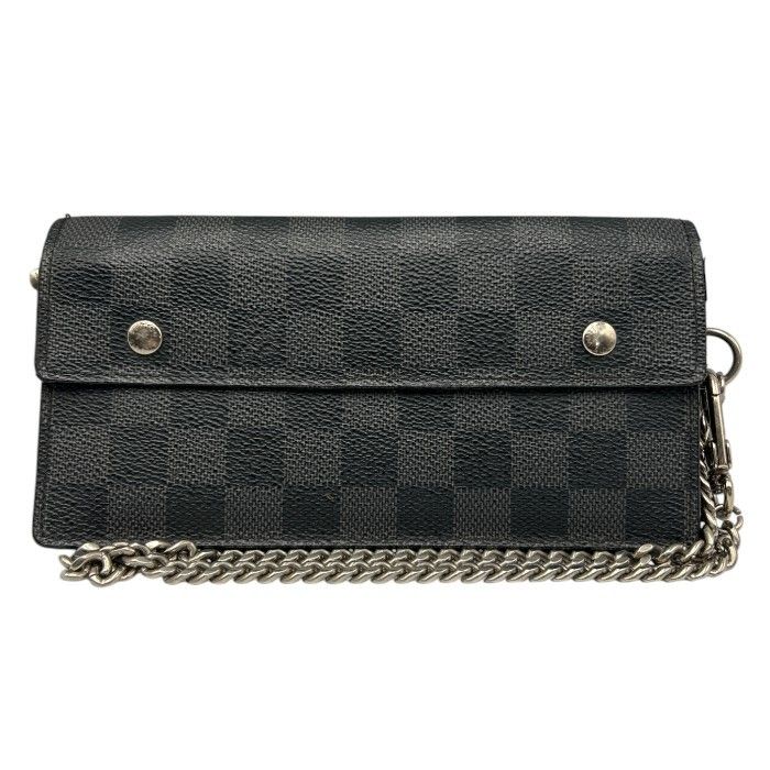 LOUIS VUITTON ルイヴィトン ダミエグラフィット ポルトフォイユ アコルディオン N60023 ブランド ブラック 財布 チェーン付 メンズ 中古 W４ LOUIS VUITTON ルイヴィトン ダミエグラフィット ポルトフォイユ