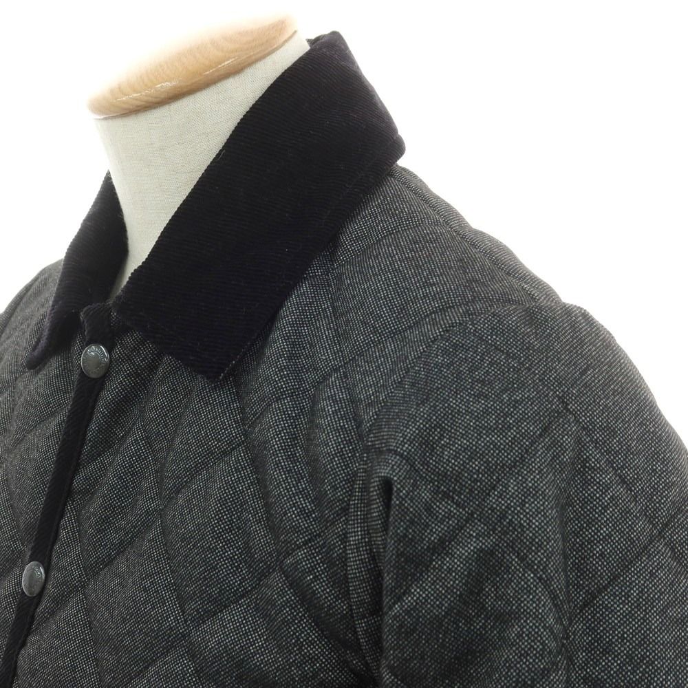 ラベンハム LAVENHAM ポリエステル 中綿 キルティングブルゾン グレーxブラック サイズ34 メンズ