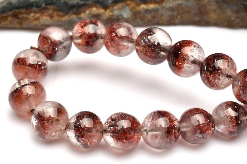 １点物 AAA ピラミッドファントム ストロベリークォーツ レピドクロサイトインクォーツ 5.5mm ブレスレット パワーストーン 天然石 _MA9179 NEXPOTALLINN_EU