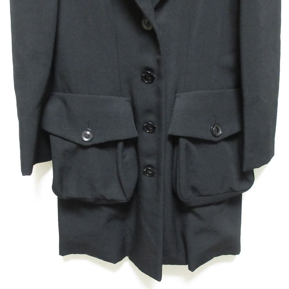 ヨウジヤマモト　ブラック チェスターコート 3/4袖　1 yohji yamamoto POUR HOMME（ヨウジヤマモトプールオム