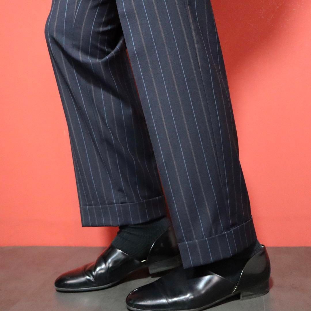 美品 ETRO シルク混 スーツセットアップ 54 ストライプ 裏地ペイズリー柄 希少】ETRO エトロ メンズ テーラージャケット ペイズリー柄