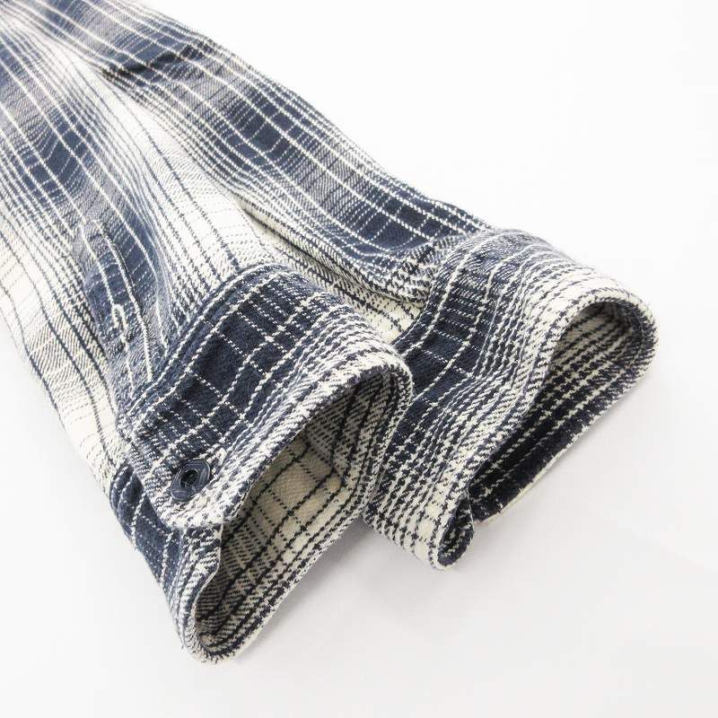 ANACHRONORM Ombre Plaid Shirt-Cardigan [IVORY×NAVY] - Fresh