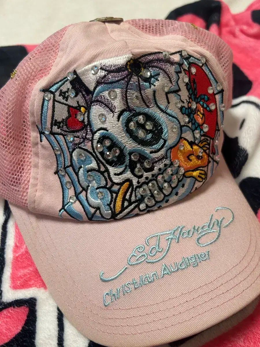 Ed Hardy エドハーディー ピンク メッシュ ボールキャップ 帽子 ギャル
