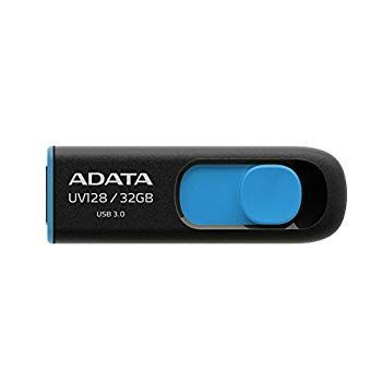  【中古】ADATA Technology USB3.0直付型フラッシュメモリー DashDrive UV128 32GB (ブラック+ブルー) AUV128-32G-RBE khxv5rg USBメモリ