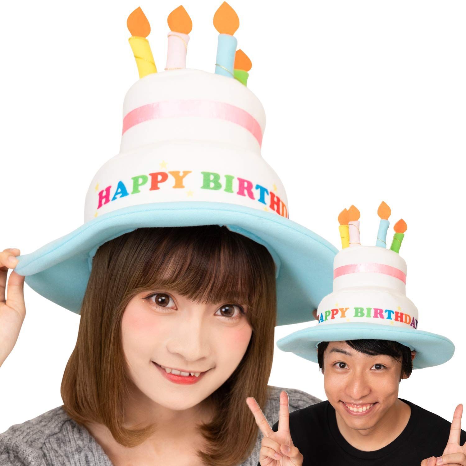 新品 [クリアストーン] かぶりもん コスプレ ハロウィン 被り物 かぶりもの バースデーケーキハット ケーキ 帽子 ユニセックス ホワイト 衣装 仮装 コスチューム