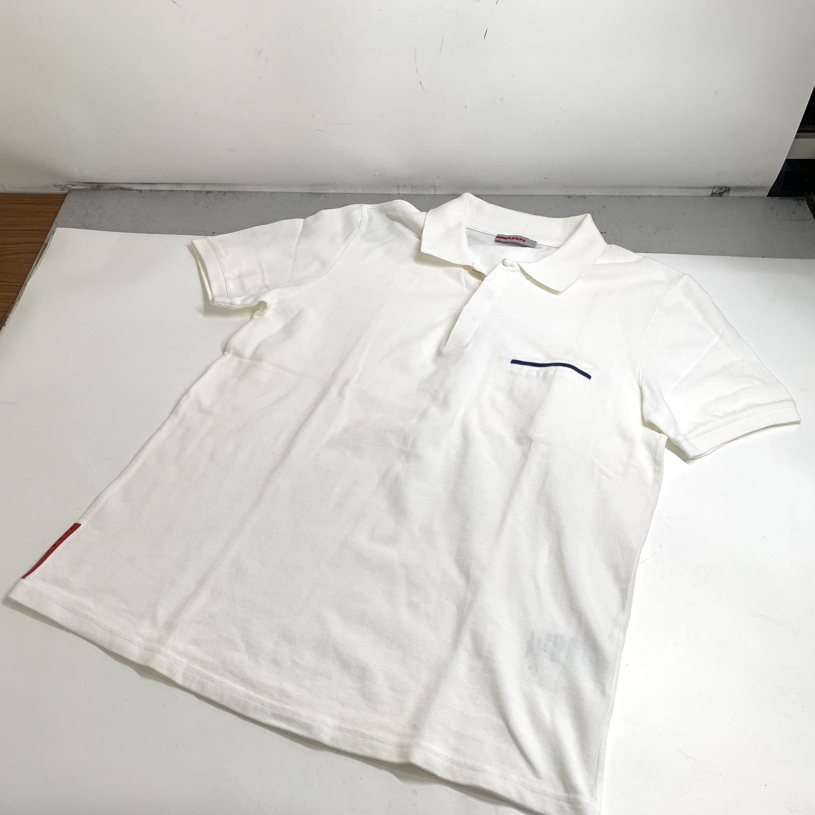 f001 H プラダ PRADA 白 ポロシャツ 半袖シャツ Lサイズ C1567 - メルカリ
