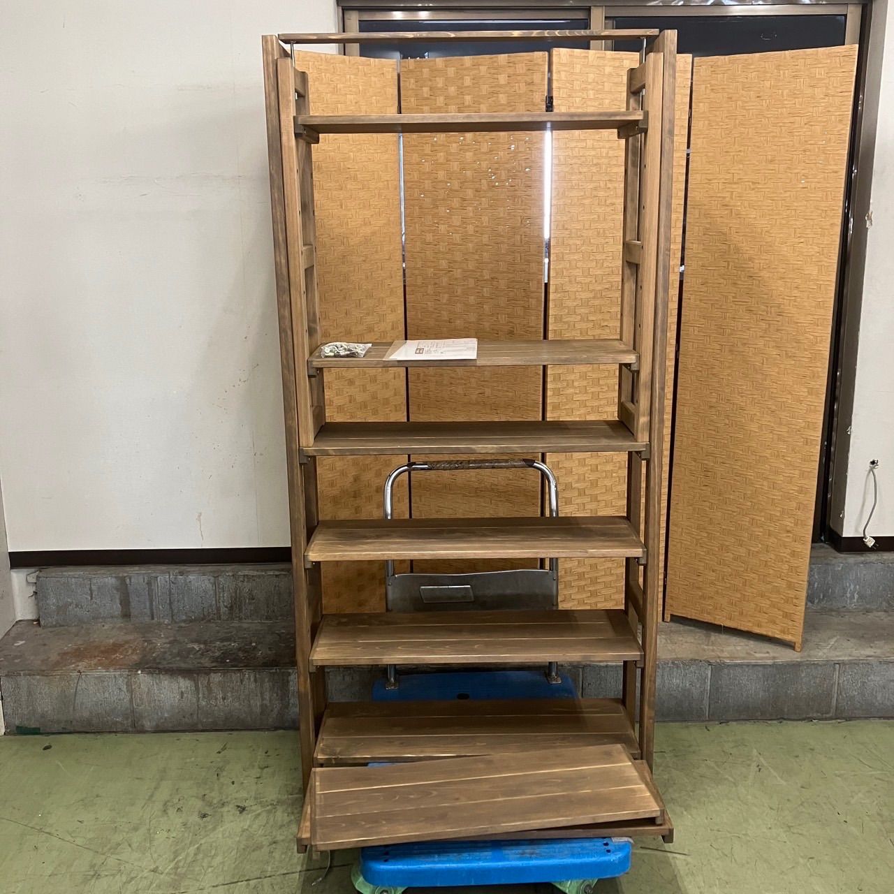 屏風式 衣紋掛け 折り畳み インテリア 昭和アンティーク 250406-4 屏風