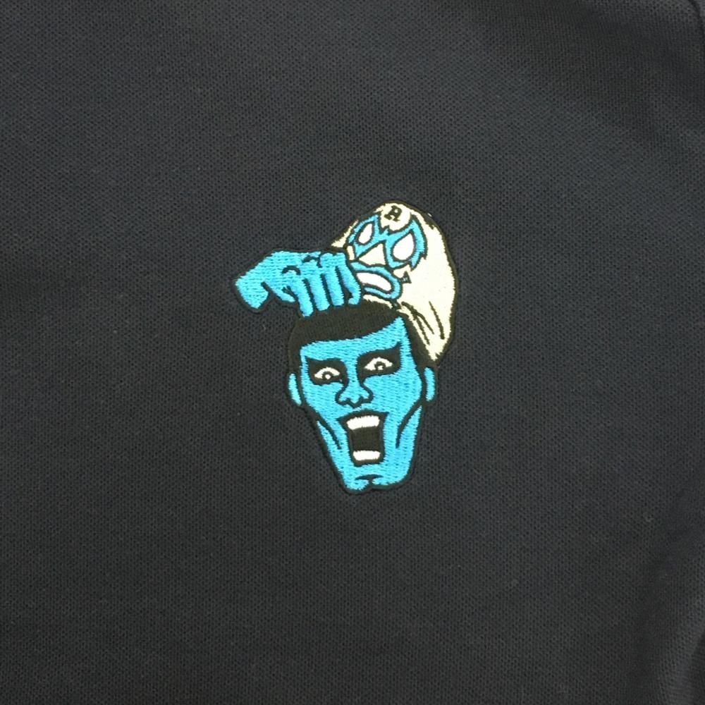 Russeluno ラッセルノ ルチャマスク ロゴ ポロシャツ ゴルフ ウェア Russeluno 【超美品】ラッセルノ 半袖ポロシャツ 白×黒 音符総柄
