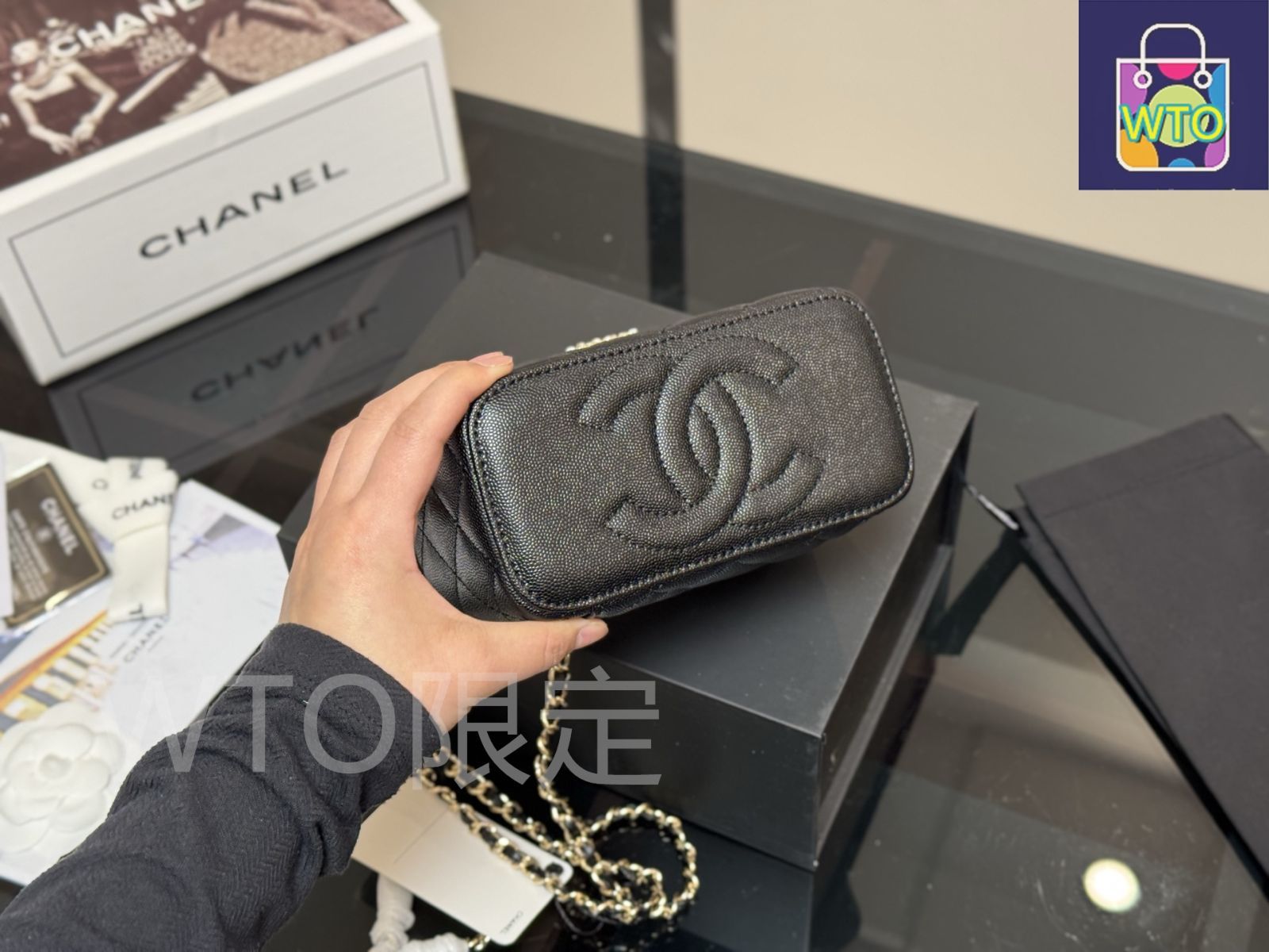 今日特価】Chanel Makeup Case × ～17×11cm ハンドル メイク