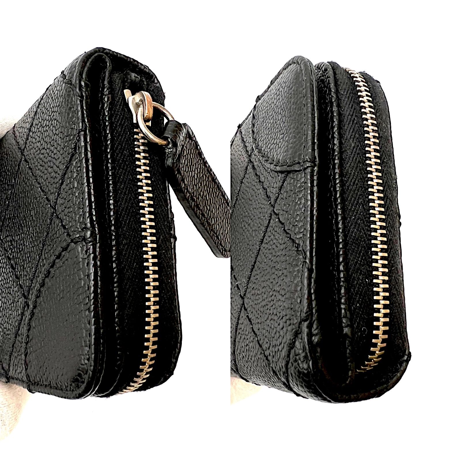 CHANEL シャネル マトラッセ キャビアスキン ラウンド長財布