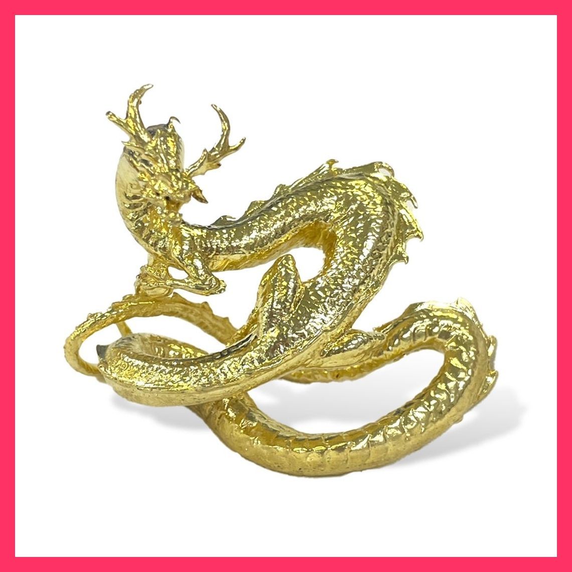 【新品】ドラゴンゴールドの金片 風水 龍 ゴールドドラゴン 浮遊龍 金属 10cm 置物 金龍 竜 玄関