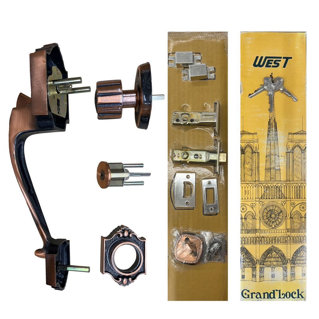 WEST グランドロック 玄関錠 ドアノブ ドアハンドル レバーハンドル GSR-600 AC色 片ハンドル 鍵付きドアノブ 握り玉付 バックセット58mm 複数 可