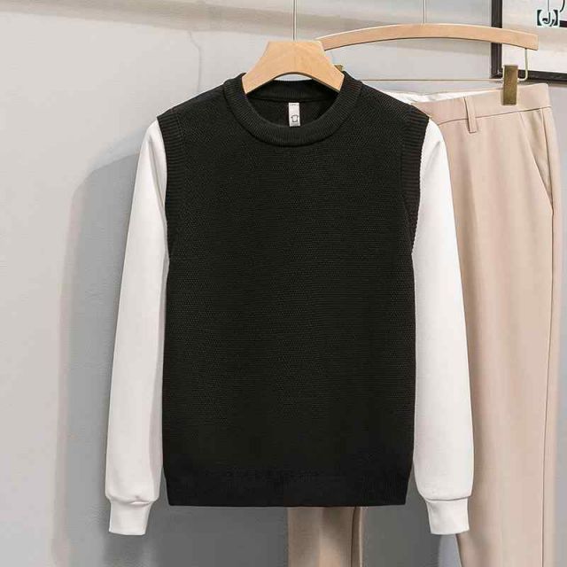 種類11：3XL/F：LR#Q7 ブラック 秋冬 コーデ メンズ  服 シンプル ファッション オシャレ 大人 かっこいい 大きいサイズ ストリート 紳士服  フェイク ツーピース セーター スリム ニット トップ OUTFITS７ この冬の本命アイテム「今っぽ」着こなしコーデ｜LOUNIE