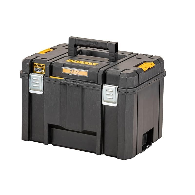 デウォルト(DEWALT) TSTAK ラージボックス Lサイズ 工具箱 収納ケース ツールボックス 大容量 積み重ね収納 脱着トレー IP54 坊塵 防水 設計 DWST83346-1
