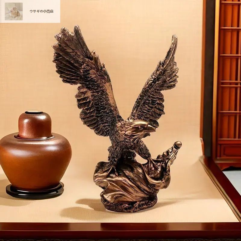 鷲 彫刻 置物 アンティーク 美術品 アート イーグル イーグル 装飾 彫刻 インテリア オブジェ 置物 玄関 オフィス 鷲