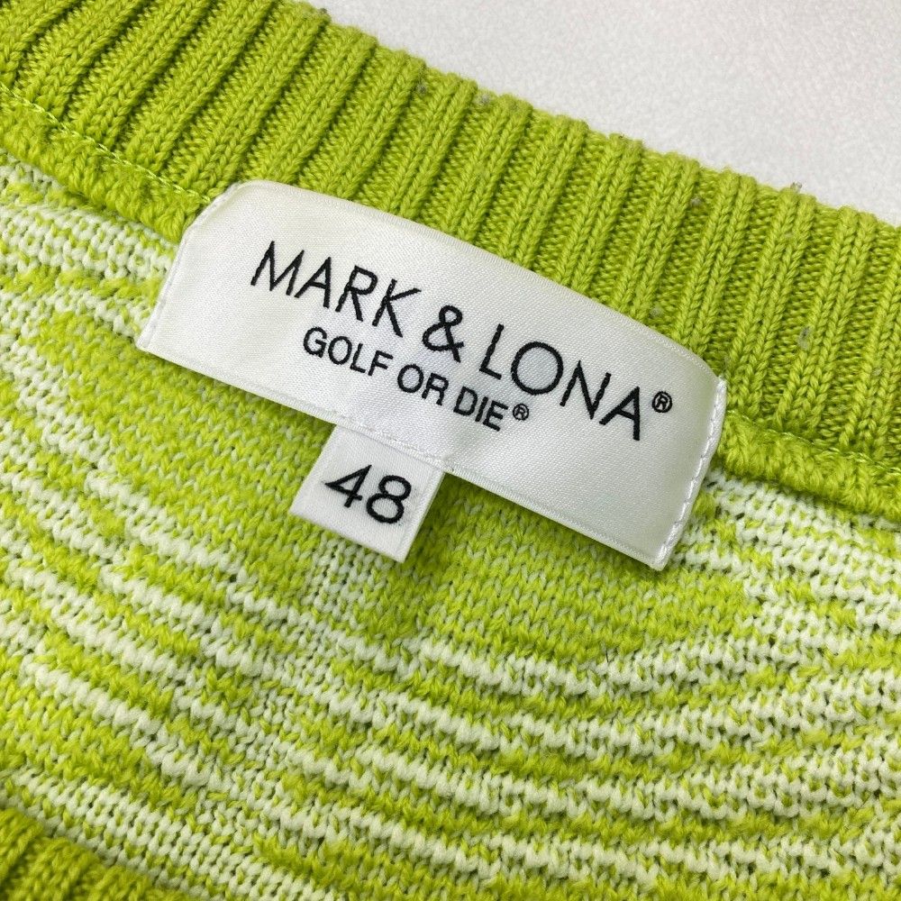 サイズ：48 MARK&amp;LONA マークアンドロナ  ウール混 ニットセーター サークルスカル柄 グリーン系 [240101413501] ゴルフウェア メンズ ストスト サイズ：48 MARK&LONA マークアンドロナ ウール混 ニット