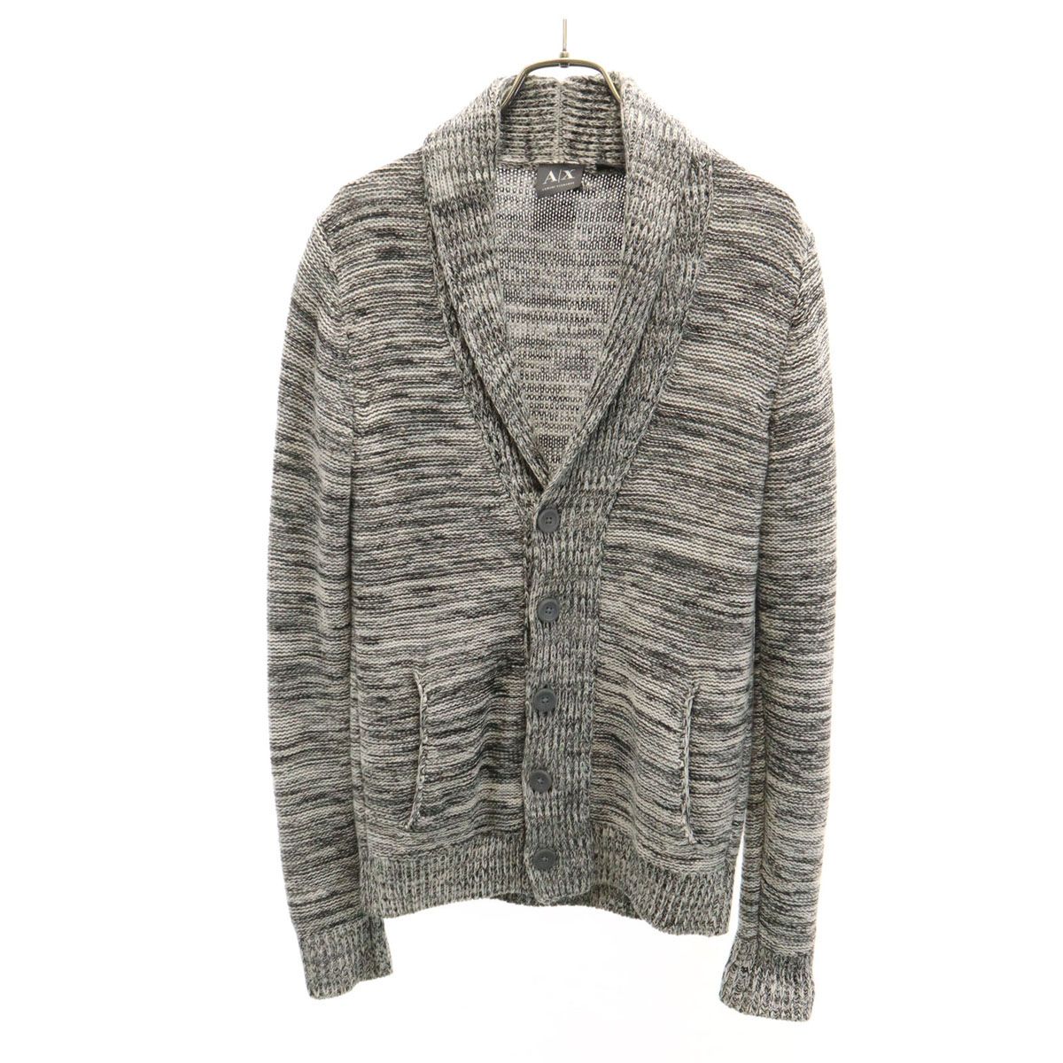古着 ARMANI EXCHANGE アルマーニエクスチェンジ 長袖 ショールカラー ニットカーディガン XS ライトグレー系 メンズ ARMANI EXCHANGE アルマーニエクスチェンジ 長袖 ショールカラー