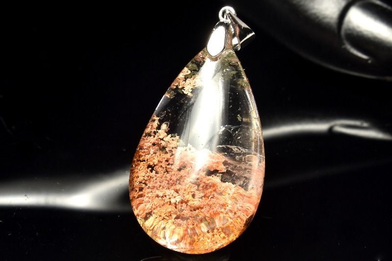 1点物】シルバー925◇庭園風景 ガーデンクォーツ 32x19mm ドロップ