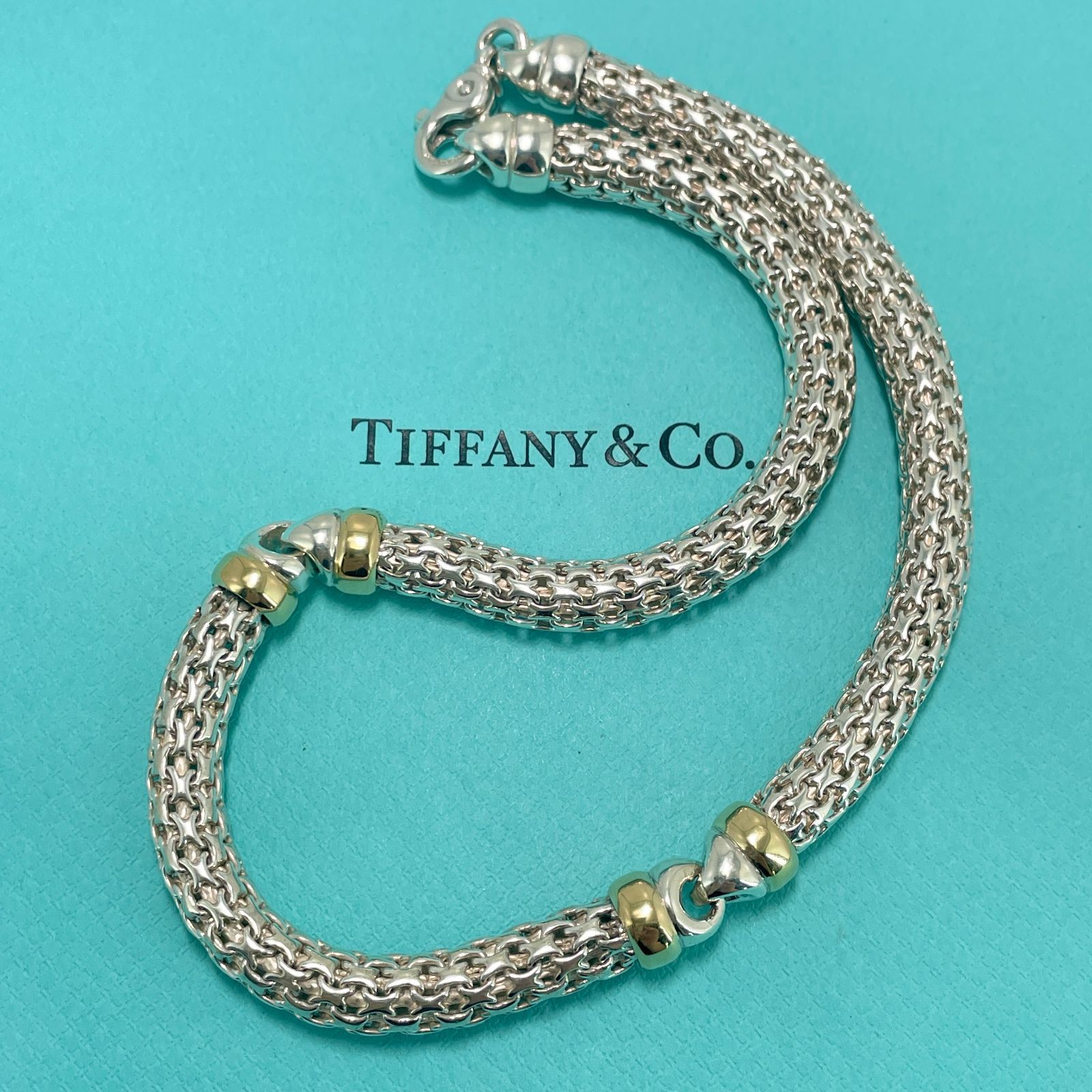 希少 ヴィンテージ ティファニー ロープ メッシュ コンビ ネックレス チョーカー Tiffany&Co.  シルバー925×K18(750)/24-835L - メルカリ