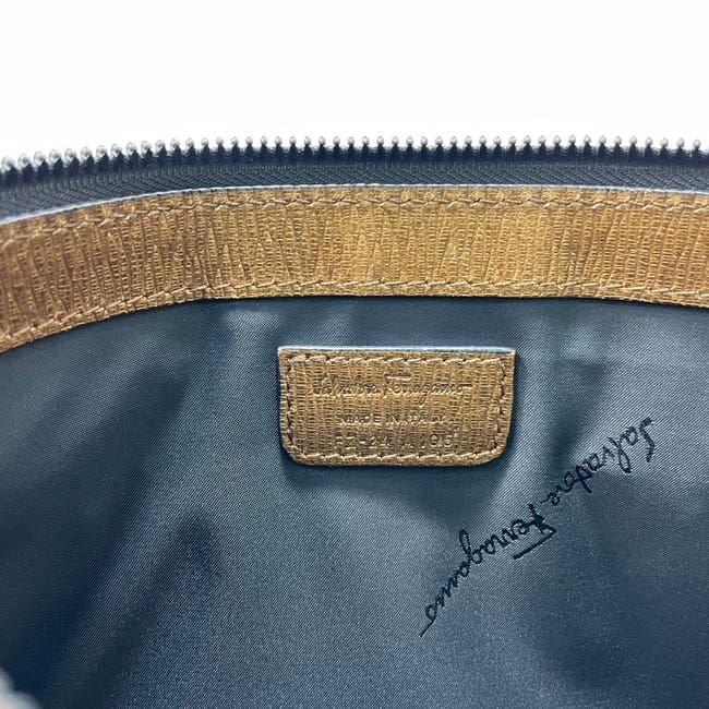 サルヴァトーレ フェラガモ クラッチバッグ ブラウン ゴールド 美品