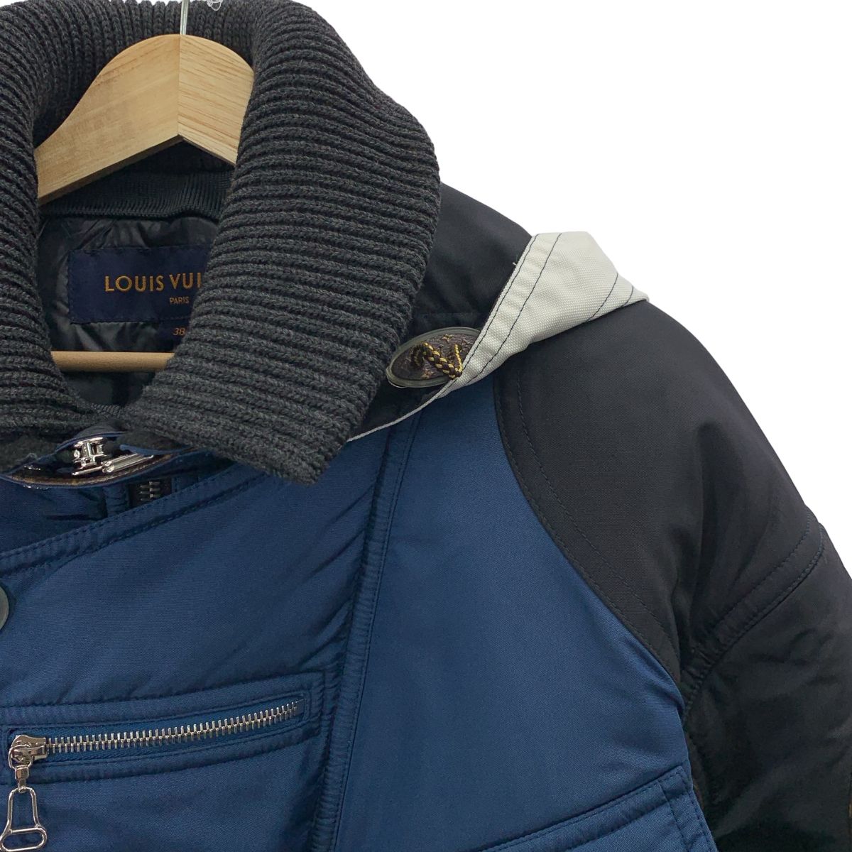 Louis Vuitton ルイヴィトン モノグラム 異素材切替 オーバーサイズ スキージャケット 38 ブラック レディース