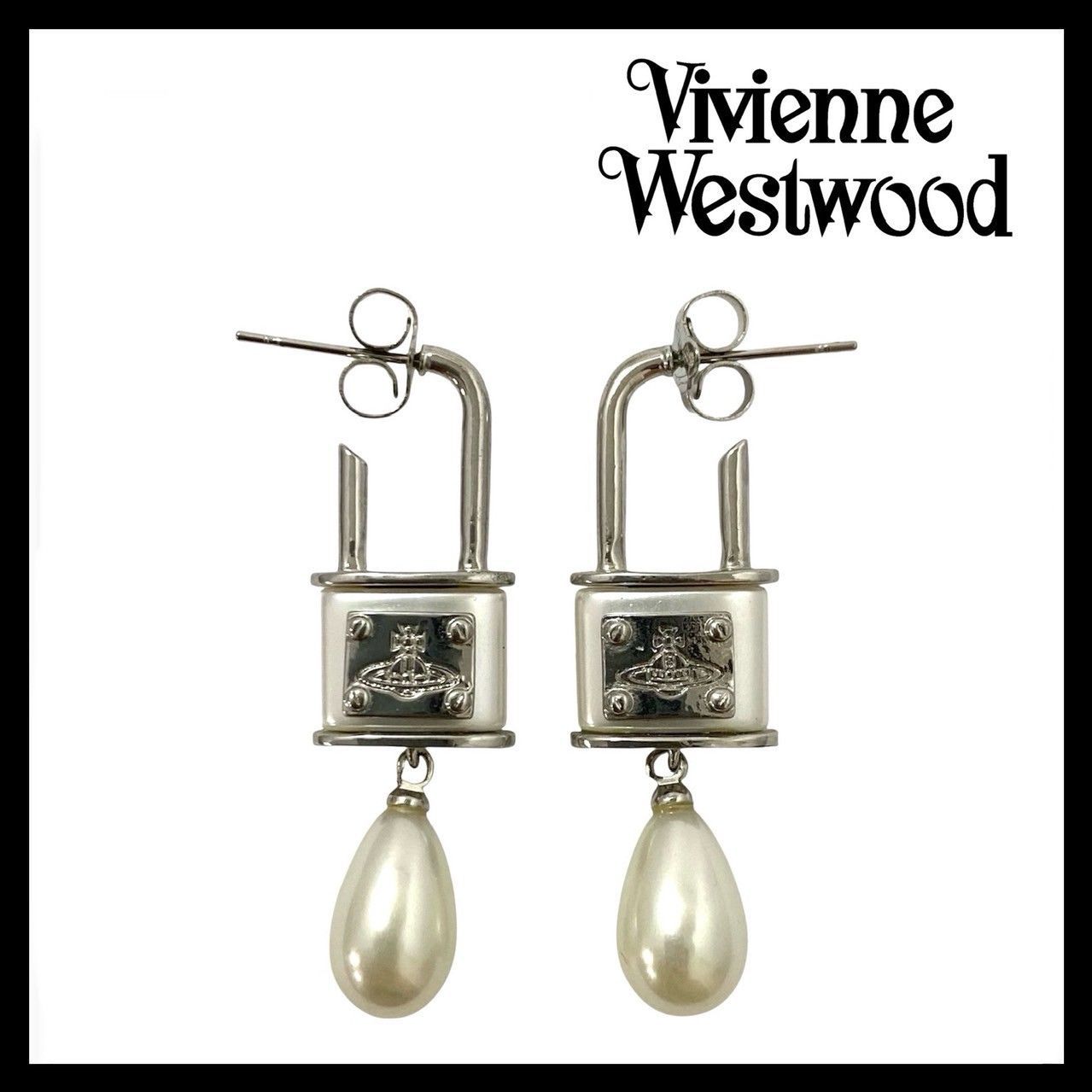 M【Vivienne Westwood】カデナモチーフ フェイクパール ピアス ティア