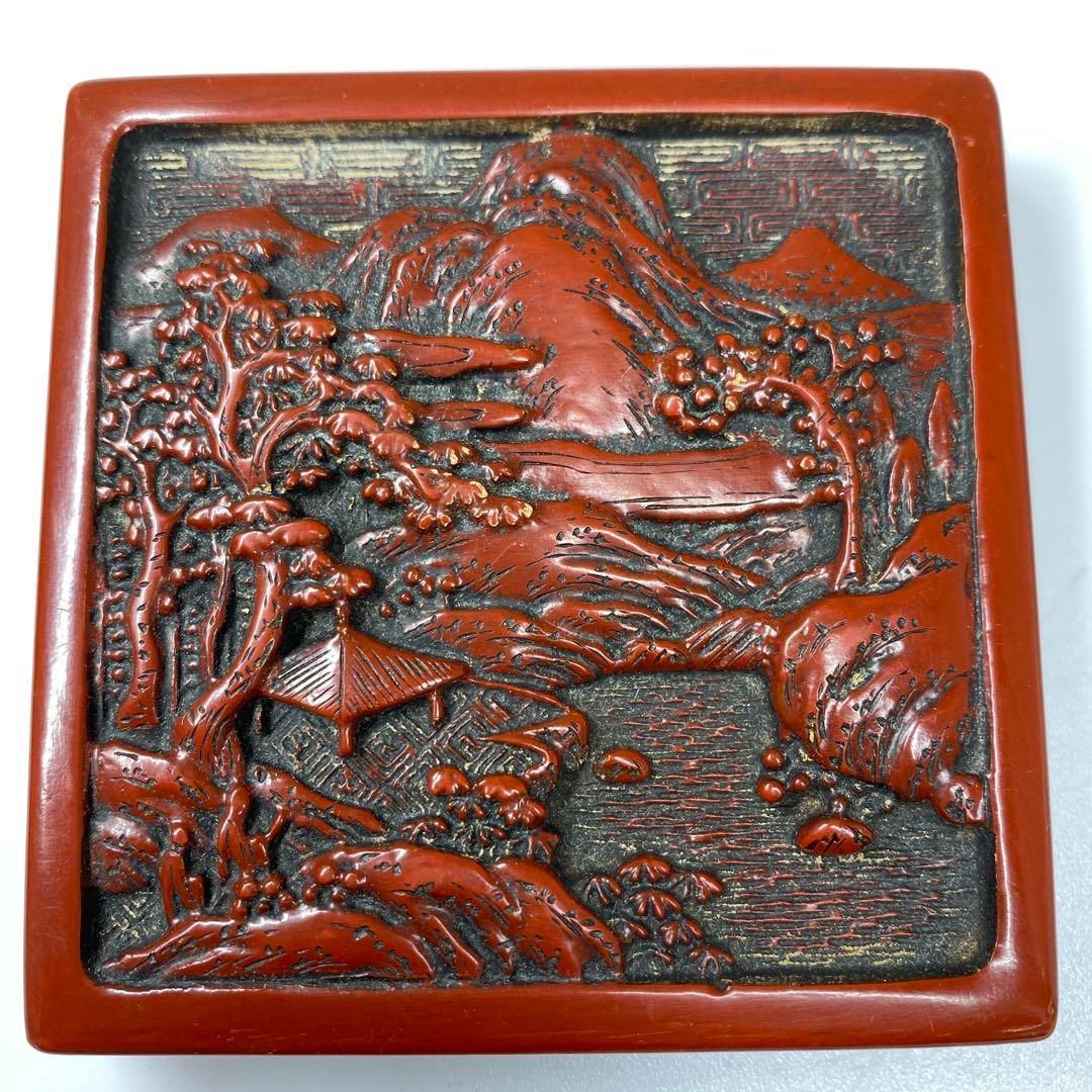 堆朱 香合 共箱 幅7.5㎝ タサチ 東な7-0111