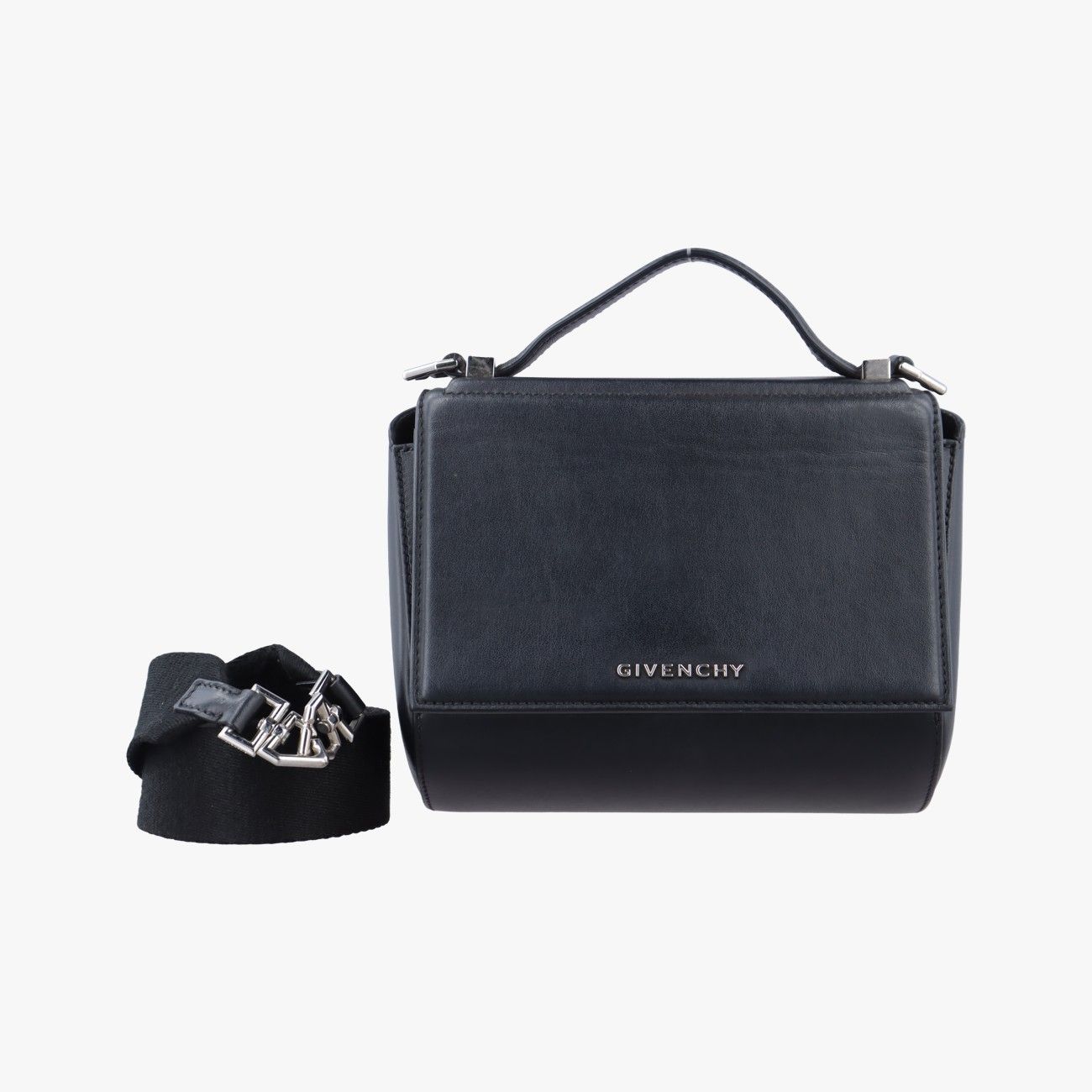 Givenchy ブラックレザー ハンドバッグ ジバンシーGivenchyパンドラ ボックスブラックレザーZE F 0147