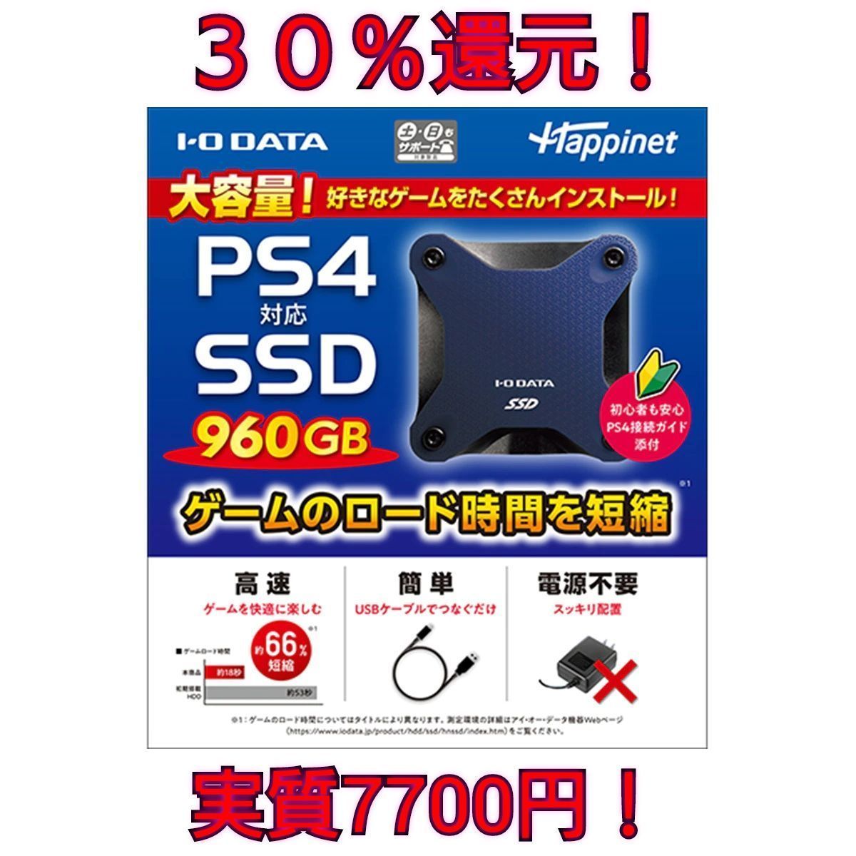 新品未開封 PS4対応 外付けSSD 960GB HNSSD-960NV - きらりんshop