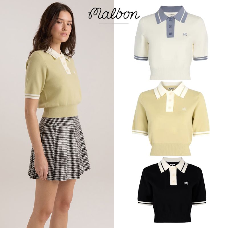 Malbon 韓国限定 レディース ゴルフ 半袖ニット スポーティ☘️ Malbon 韓国限定 レディース ゴルフ 半袖ニット スポーティ