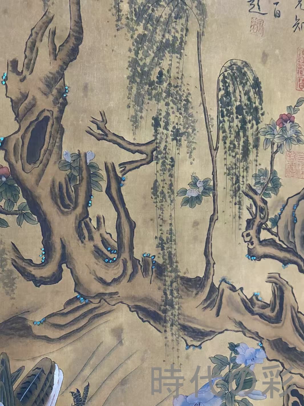 中国古美術・宋代・李迪款・花鳥画・絹布・三尺中堂画・肉筆・手描き