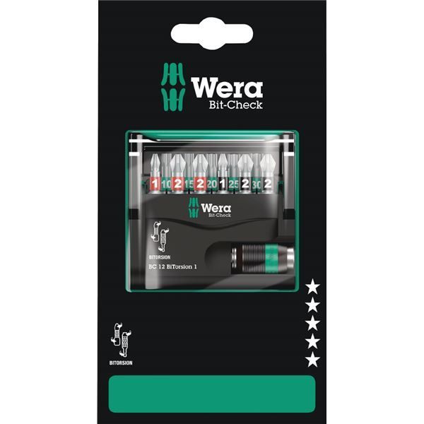 WERA ヴェラ 12点組 Bi-Torsion ドライバービット ホルダーセット ケース付 136385 工具 ツール DIY 作業工具 道具