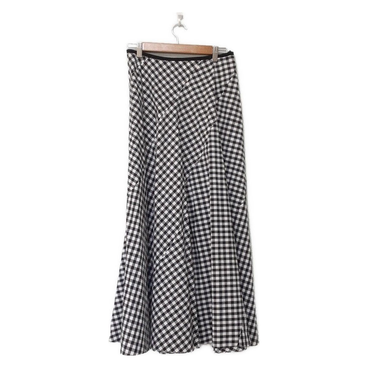 Drawer ドゥロワー ロングスカート サイズ38 M レディース - 白×黒 マキシ丈 チェック柄
