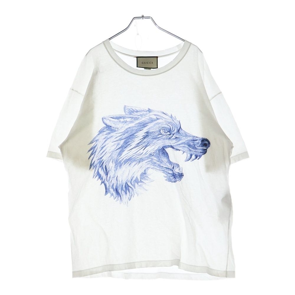 GUCCI (グッチ) ウルフ ダメージ加工 プリントTシャツ 497060 X3I46 