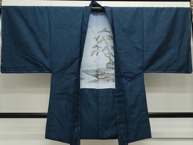 平和屋着物●男性　紬　アンサンブル　留紺色　正絹　逸品　未使用　CAAS9334th 平和屋着物○男性 紬 アンサンブル 留紺色 正絹 逸品 未使用