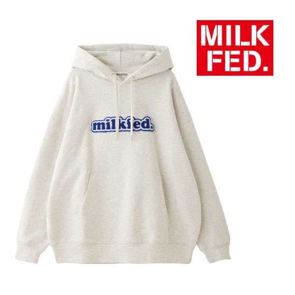 ミルクフェド スウェット パーカーMILKFED COOPER LOGO WIDE SWEAT HOODIE 103253012007 レディース milkfed オートミール 可愛い オシャレ ブランド 春服 秋 トップス トップス ロゴ サガラワッペン