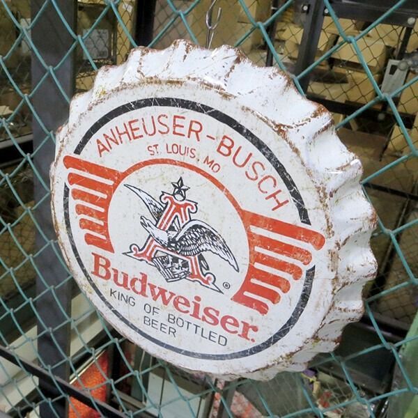 ボトルキャップ メタルサイン Budweiser Weathered バドワイザー ブリキ看板 アメリカン雑貨