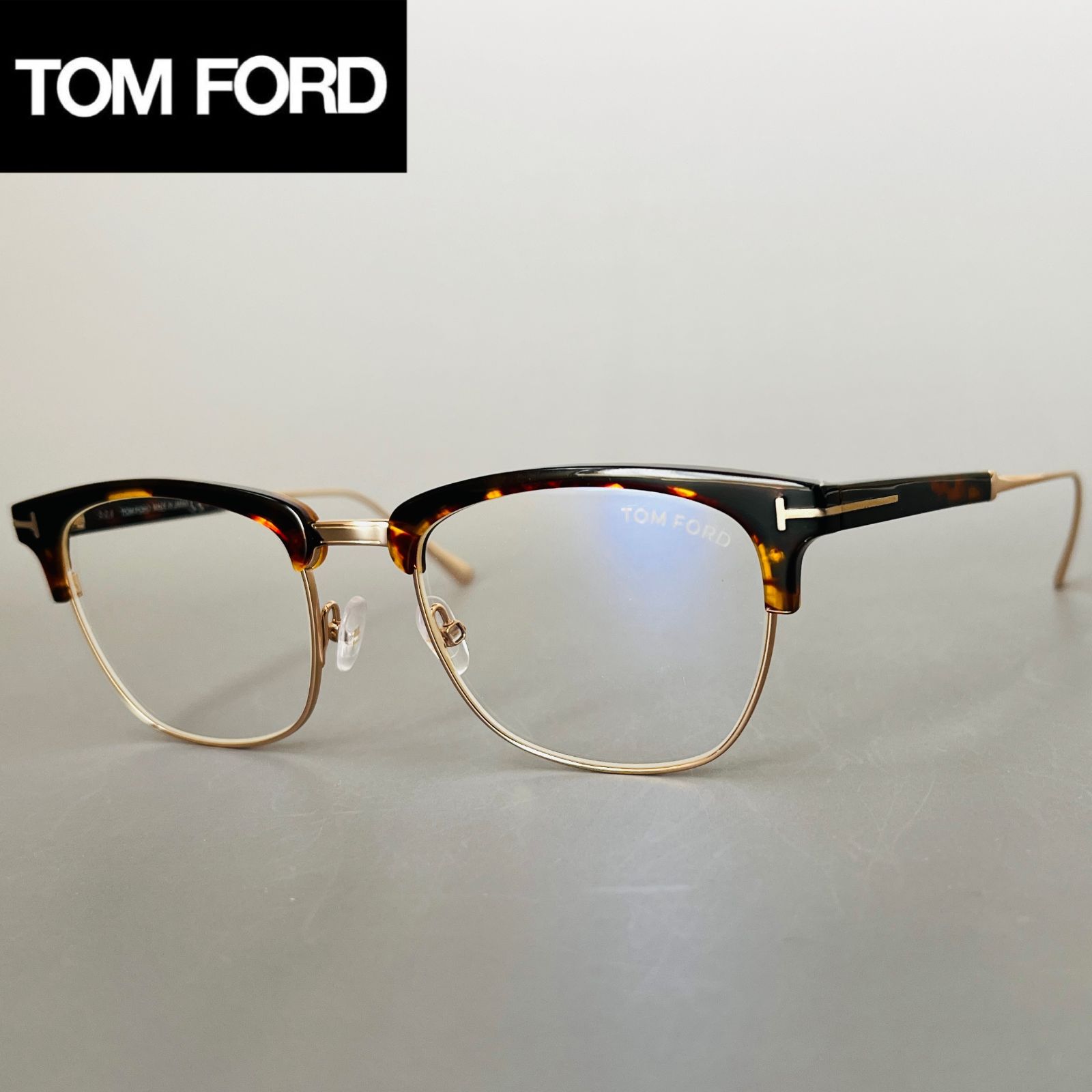 メガネ トムフォード TOM FORD サーモントブロー メンズ レディース 新品 べっ甲柄 ゴールド チタン 日本製 眼鏡 ブルーライトカット